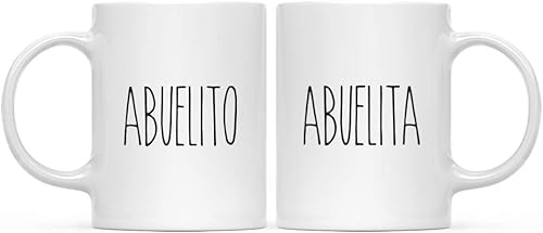 Andaz Press Farmhouse Family - Juego de 2 tazas de café, Abuelita Abuelito, 1
