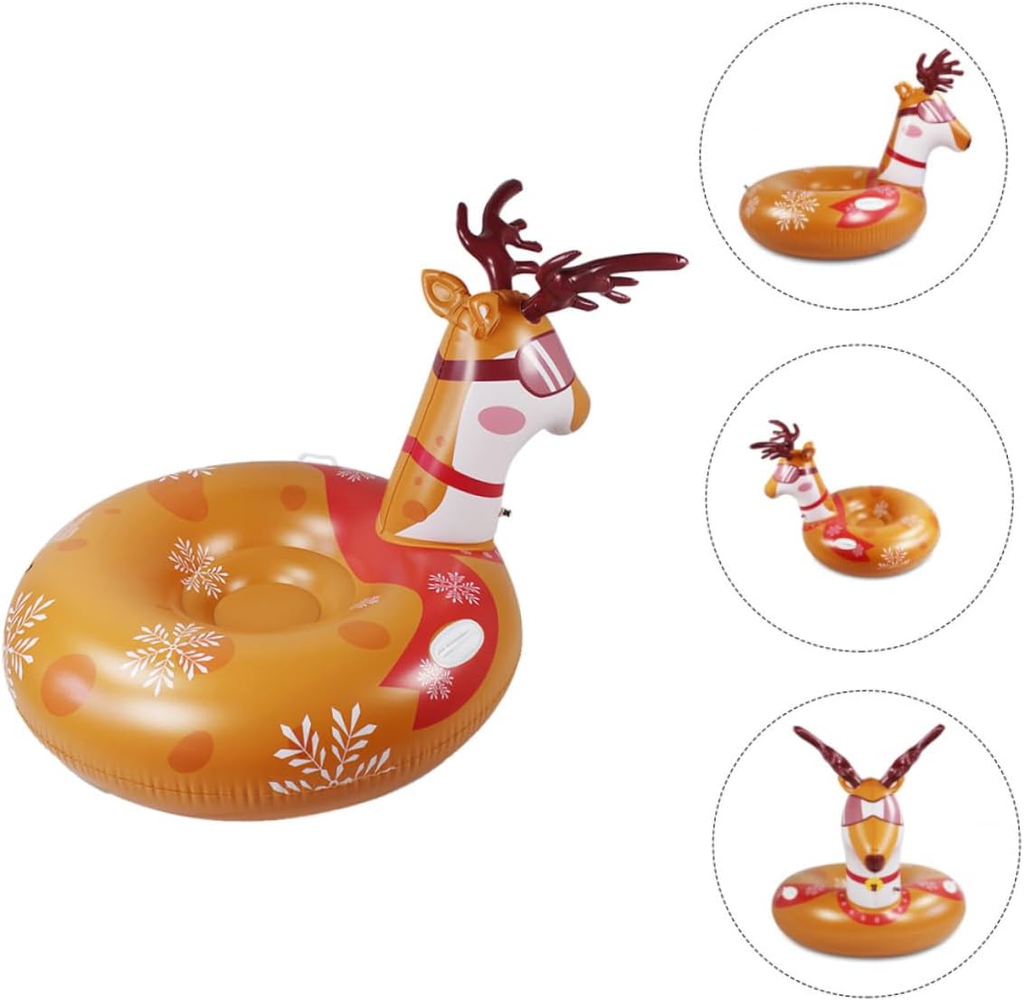 Inflatable Deer Snow Tube PVC Sled Durable Thickened Wear Resistant Outdoor Winter Sports Sledding for Adults Space Saving Up Design