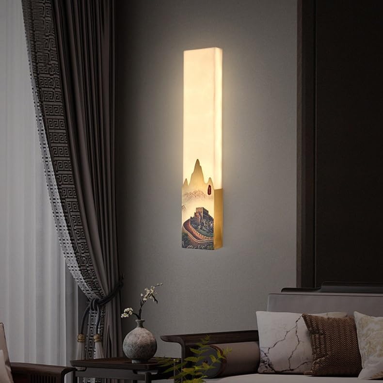 Außenbeleuchtung Wandleuchten im chinesischen Stil drinnen und draußen, Zen Wohnzimmer Hintergrund Wandleuchten für Schlafzimmer, Nachttischlampen für Treppe im Flur Verandabeleuchtung im Freien(B)