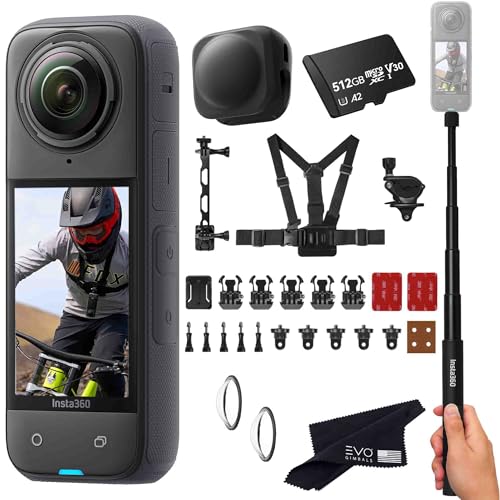 Insta360 X4 �o�C�N�o���h�� - �h��360�A�N�V�����J�����A1/2�C���`48MP�Z���T�[�t���A8K 360 HDR�r�f�I�A72MP 360�ʐ^�A|�o�C�N�o���h���A�Z���t�B�[�X�e�B�b�N�A�����Y�L���b�v(512GB)�A�u���b�N