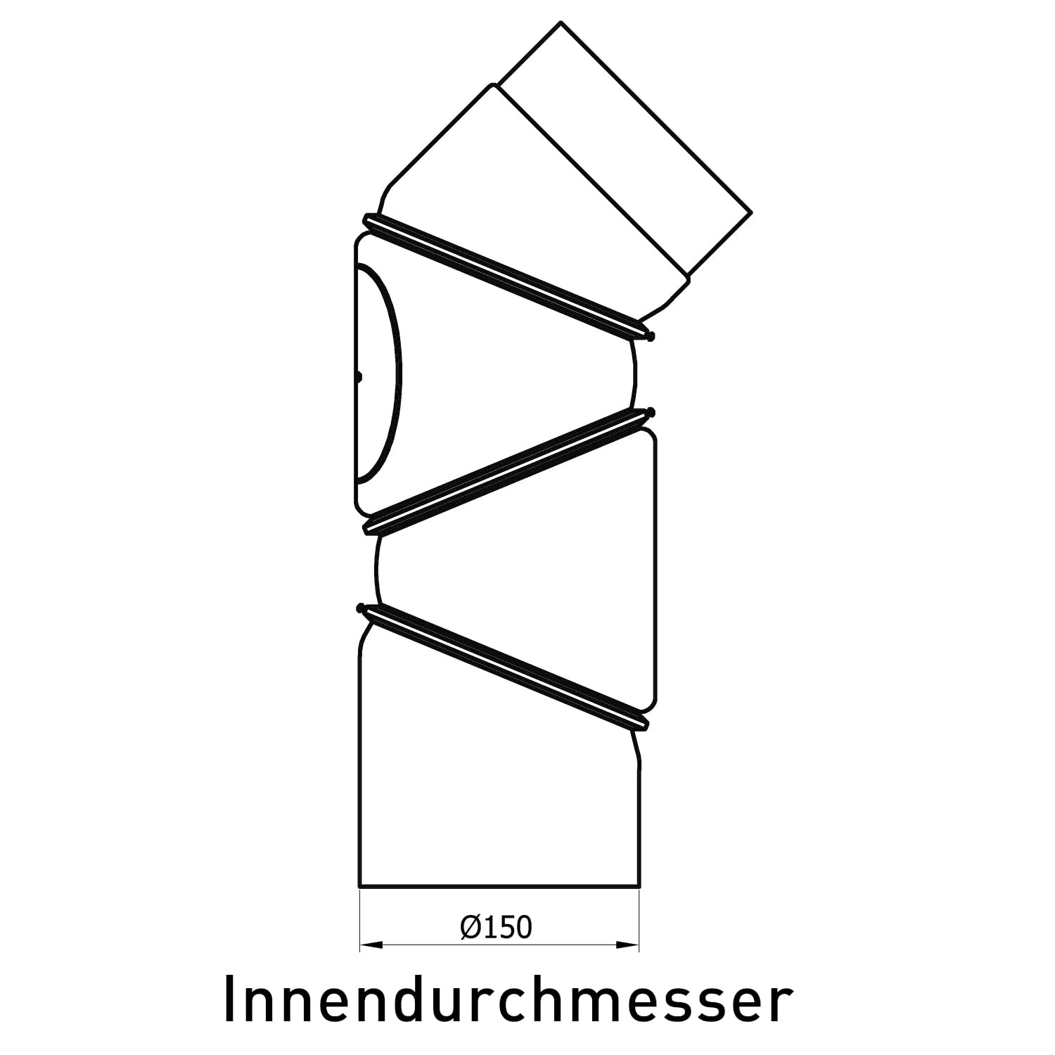 Raik Rauchrohrbogen Ofenrohr Multibogen 0-90° einstellbar mit Reinigungsöffnung Stahlblech 2 mm Senotherm schwarz Ø 150 mm für Kamin Kaminofen Holzkessel Holzvergaser Länge 48,5 cm Made in EU