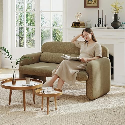 Furnimart Modern Loveseat Sofa, 54" 2-Seater Boucle Sofa, Comfy Upholstered