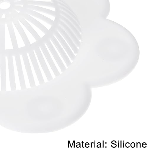 Miniatura 3 de uxcell Colador para fregadero de cocina, tapón de eliminación de fregadero de silicona, colador de pelo flexible, color blanco, 2 unidades