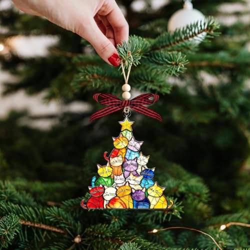 Image of Cat Lover Gifts for Women,Funny Holiday Decorations Cat Christmas Ornament