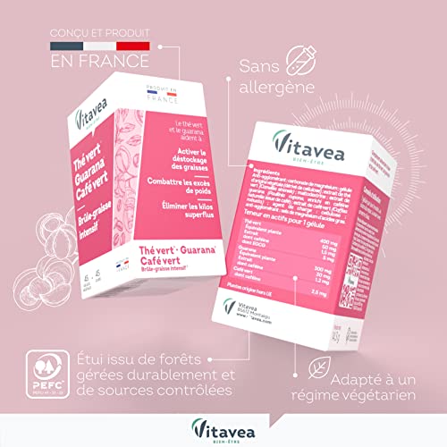 VITAVEA BIEN-ETRE - Complément Alimentaire Minceur - Brûleur de Graisse Intensif Puissant, Perte de Poids - Thé Vert, Guarana, Café vert – 45 gélules - Cure de 45 jours - Fabriqué en France – Image 5