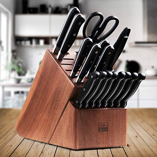 Cooks Standard 25 Slot X-Large Acacia Knife Block Holder Without Knives, Countertop Butcher Block Kitchen Knife Stand, Hold Multiple Large Blade Knives, Wider Slots For Easier Storage #TOP3