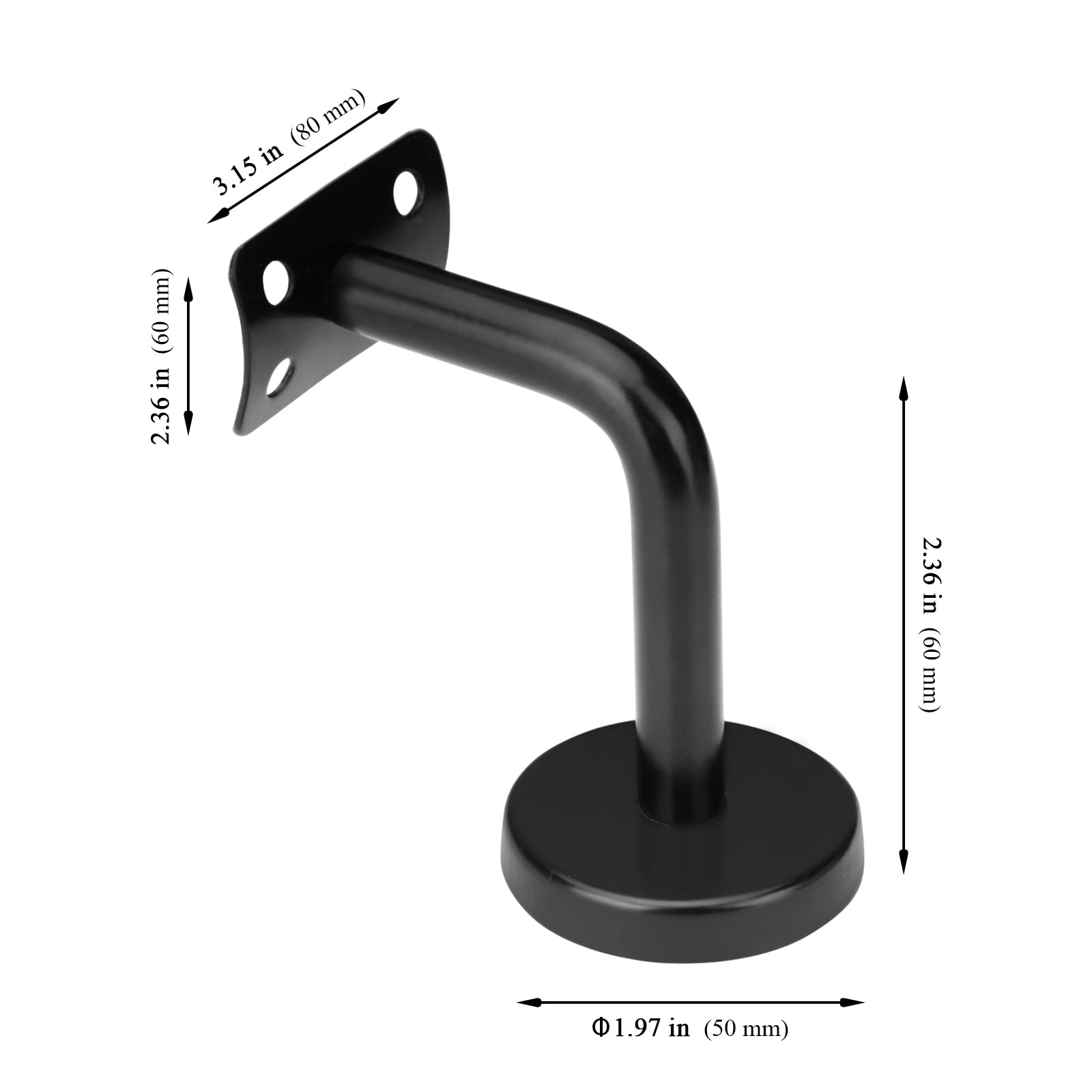MUKSUET 6 PCS Handrail Brackets for Stairs Heavy Duty Banister Rail Brackets - Image 2