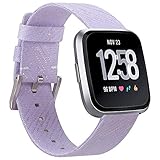 EZCO Compatible Fitbit Versa Bands, Woven Fabric Breathable Watch Strap Quick Release Replacement Wristband Accessories Compatible Fitbit Versa Smart Watch Women Man (Light Purple)