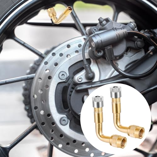 Image of Giantree 4 PCS Valve Stem Extenders, 90 Degree Schrader Tire Valve Stem Extension Brass Adaptor, for Dually Wheels Passenger Car RV Troller Bicycles Motorcycles and Trailers Silver