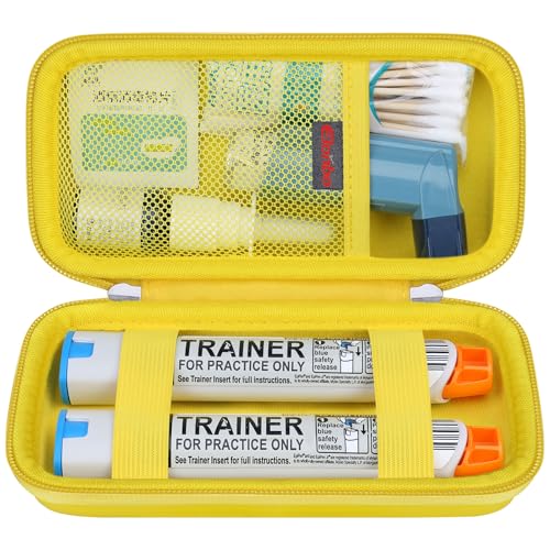 Elonbo EpiPen - Bolsa de transporte, kit de medicina de viaje para 2 bolígrafos Epi o Auvi Q, inhalador de asma, aerosol nasal, medicamentos para alergias, cuidado diabético, bolsa organizadora para