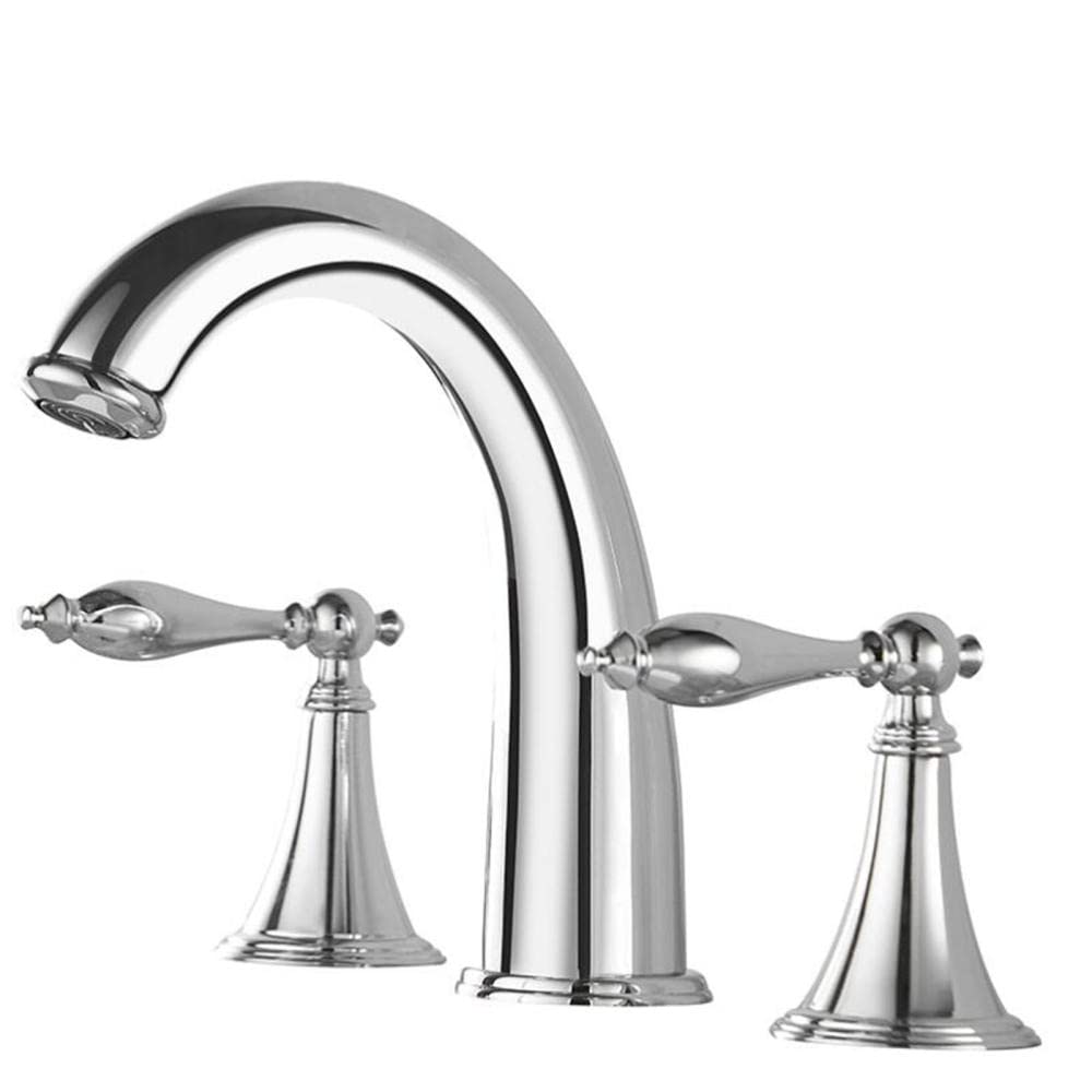 COSZWQDP Bathroom Faucet Three Hole Brass Washbasin Hot Water and Cold Faucet-Gold(Antique)
