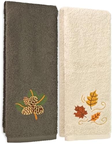 Jacquotha Fall Hand Towels for Bathroom - Embroidered Cotton Towe...
