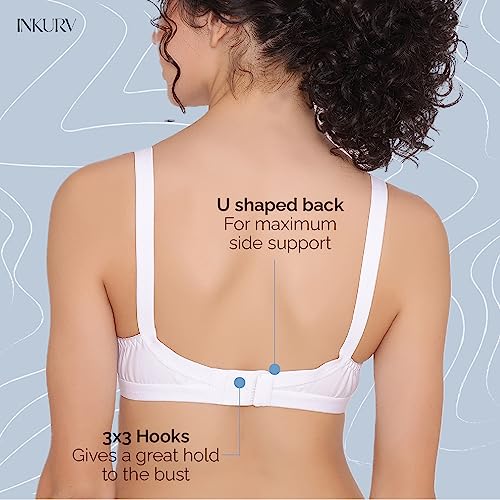 Image of INKURV Full Coverage Cotton Bra for Heavy Bust| Minimizer Bra for Women| Anti-Sagging Breast Lift Up| Non-Wired| Non-Padded Daily Use Bra for Ladies| Combo of 2