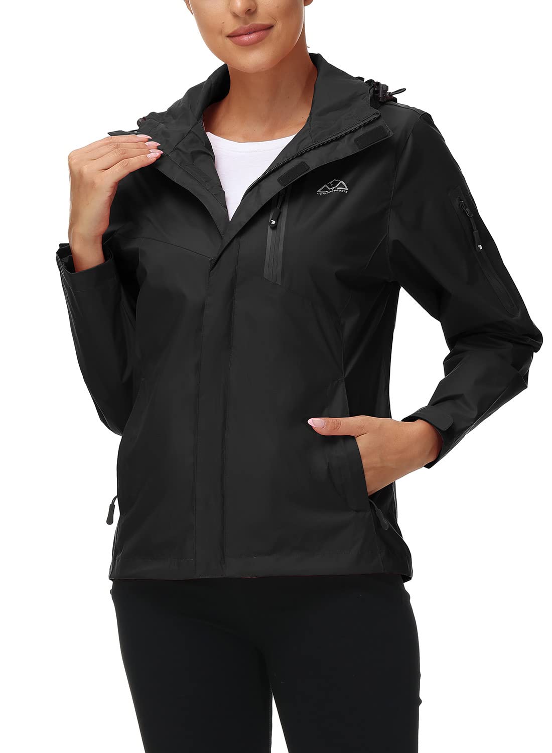 YSENTO Damen Regenjacke Wasserdicht Atmungsaktiv Outdoorjacke Leichte Übergangsjacke Windbreaker mit Kapuze