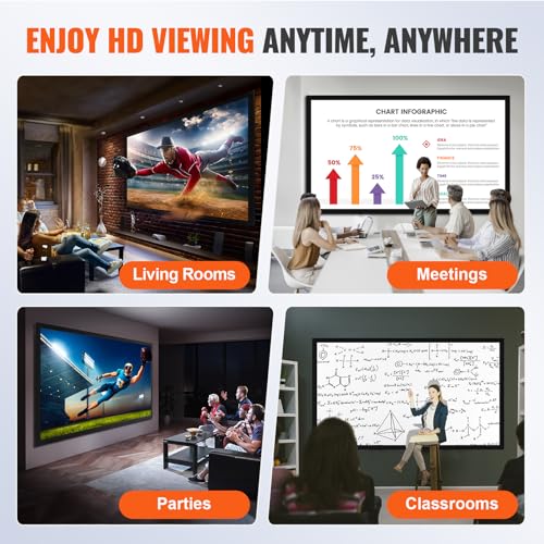 Image of VEVOR Projector Screen 130inch Outdoor Projector Screen 16:9 Movie Screen Fixed Frame 3D Projector Screen for 4K HDTV Movie Theater