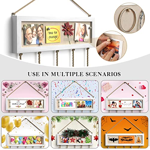 Bikoney Collage Picture Frames Hanging Photo Display Multi Pictures Organizer With Wood Bulletin Board Photo Board 30 Clips And 6 Pushpins For Room Wall Decor (White) #TOP2