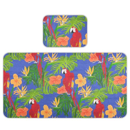 Takiito Tropical Hibiscus Flowers Parrot Baby Cooling Mattress Pad, Soft & Breathable Cooling Mat Keep Baby Cool in Summer 28x52 in, Nursery Essential