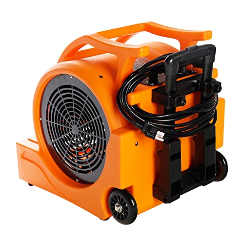 MOUNTO 3-Speed 1Hp 4000 Plus CFM Monster Air Mover Floor Carpet Dryers with Handle Wheelkit (Orange)