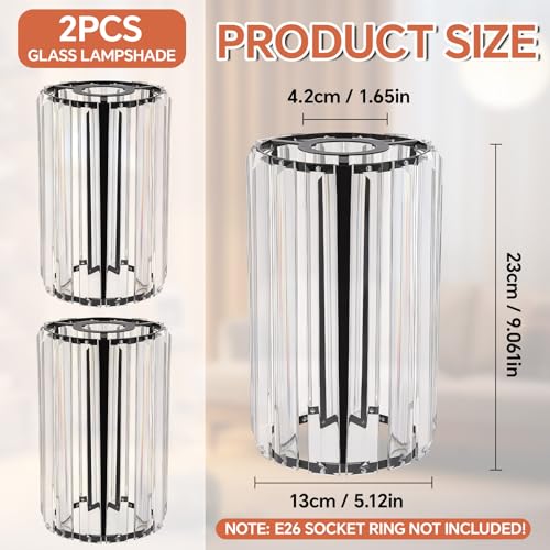 Image of Teenyyou 2 Pcs Crystal Pendant Light Shade Modern Tall Ceiling Light Cover E26 /E27 Base 1.65 inch Top x 5.1 inch Dia. x 9 inch H Chandelier Lampshade Replacement for Kitchen Island Dinning Room Corridor