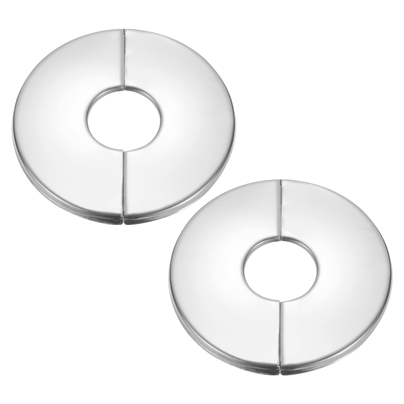 patikil wall split flange 1.1" (28mm),2 pcs stainless steel round self-adhesive escutcheon plate plumbing wall cover for kitchen bathroom arm pipe faucet decoration, silver