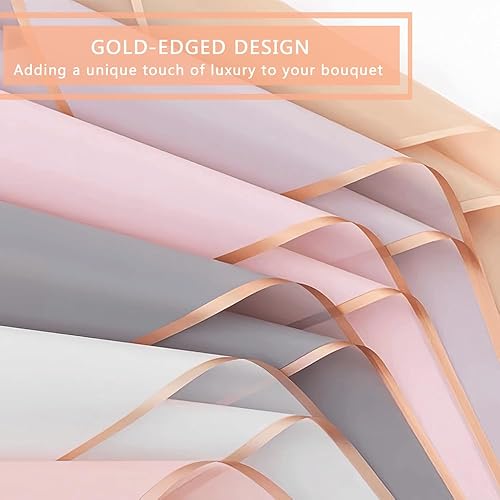 Miniatura 10 de BBJ Wraps Hojas de papel para envolver flores frescas, impermeables, paquete de regalo, suministros de floristería coreana, 20 hojas (rosa loto)