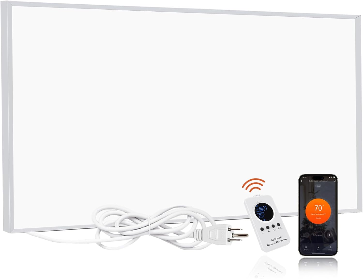 Infrared Heater Panel 800W– Wall Mounted Space Heat Panel Heater for Indoor Use, 100% Flame Retardant Material, Safe/Noise-Free/Fast Heating, Slim Design for Bedroom, Bathroom, Office