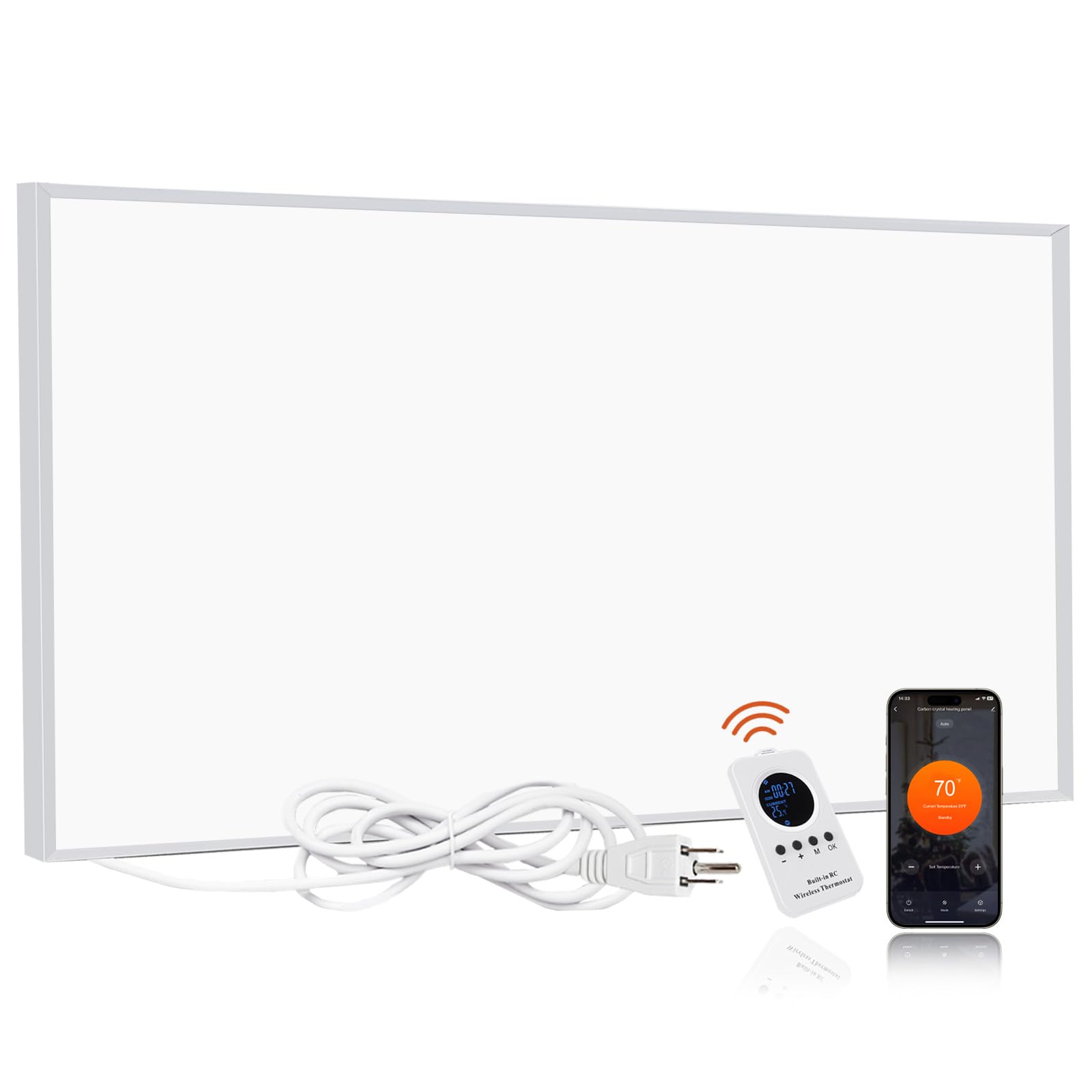 Infrared Heater Panel 800W– Wall Mounted Space Heat Panel Heater for Indoor Use, 100% Flame Retardant Material, Safe/Noise-Free/Fast Heating, Slim Design for Bedroom, Bathroom, Office