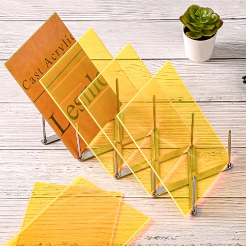 Image of Fluorescent Yellow Acrylic Sheets 1 /8 inch Thick 3mm 8 x 10 Clear Plexiglass Sheets,for Sign,Craft,Painting,Laser Cutting,DIY Display Projects (8 inchx 10 inch, Fluorescent Yellow, 2)