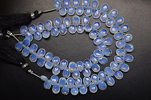 Perles briolettes quartz opalite LKBEADS 7x10mm en forme de poire facettée sur fil 7 pouces