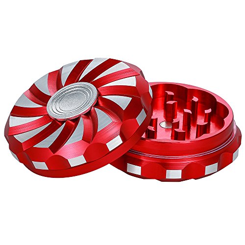 NeraNena Herb Grinder Spinner Crusher Shape 2-Piece (2.4 Inch) Heavy Duty Best