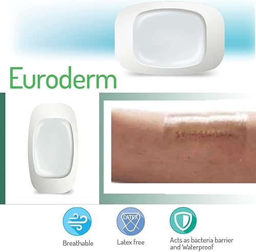 Miniatura 4 de Euroderm - 7 7/8 x 6 pulgadas, apósito adhesivo estéril transparente, fácil de quitar, impermeable, hecho de una película de poliuretano altamente