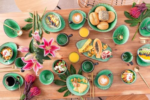 Foto von Sänger | Servierteller Blattoptik Palm Beach, Servierplatte für mehrere Personen aus Steingut, erweiterbar, Alltag, Outdoor Serviertablett | PREMIUM COLLECTION