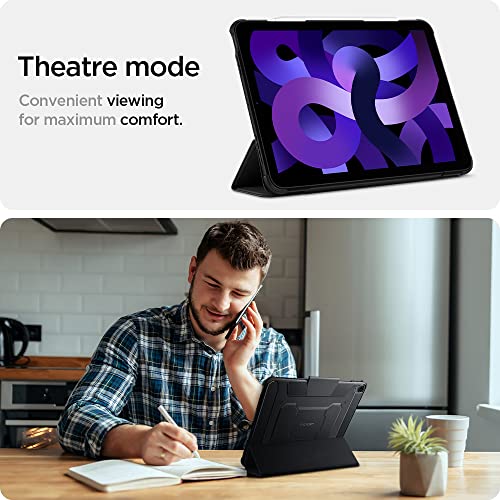 Image of Spigen for iPad Air 11 Inch Case M4 (2026), iPad Air 11 Inch Case M3 /M2 (2025-2024), 10.9 Inch 5th /4th Generation Case (2022 /2020), Rugged Armor Pro Protective Tri-Fold Cover with Pencil Holder, Black | Robust case with pencil holder, tri fold stand function, auto sleep and wake for M4-M2 (2026-2020) - black