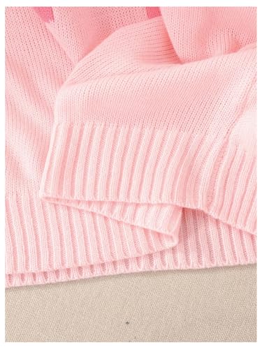 Image of BEAUDRM Girl's Bow Sweater Crew Neck Cute Sweaters Long Sleeve Knit Pullovers Sweater