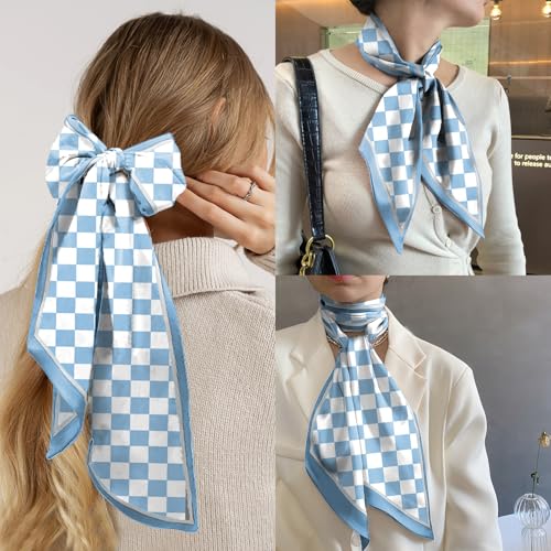 Scarf Silk Feeling Hair Head Long Neck Satin Fashion Scarfs for Bag Decoration Women Girls Cute Aesthetic 59 * 6.7”4