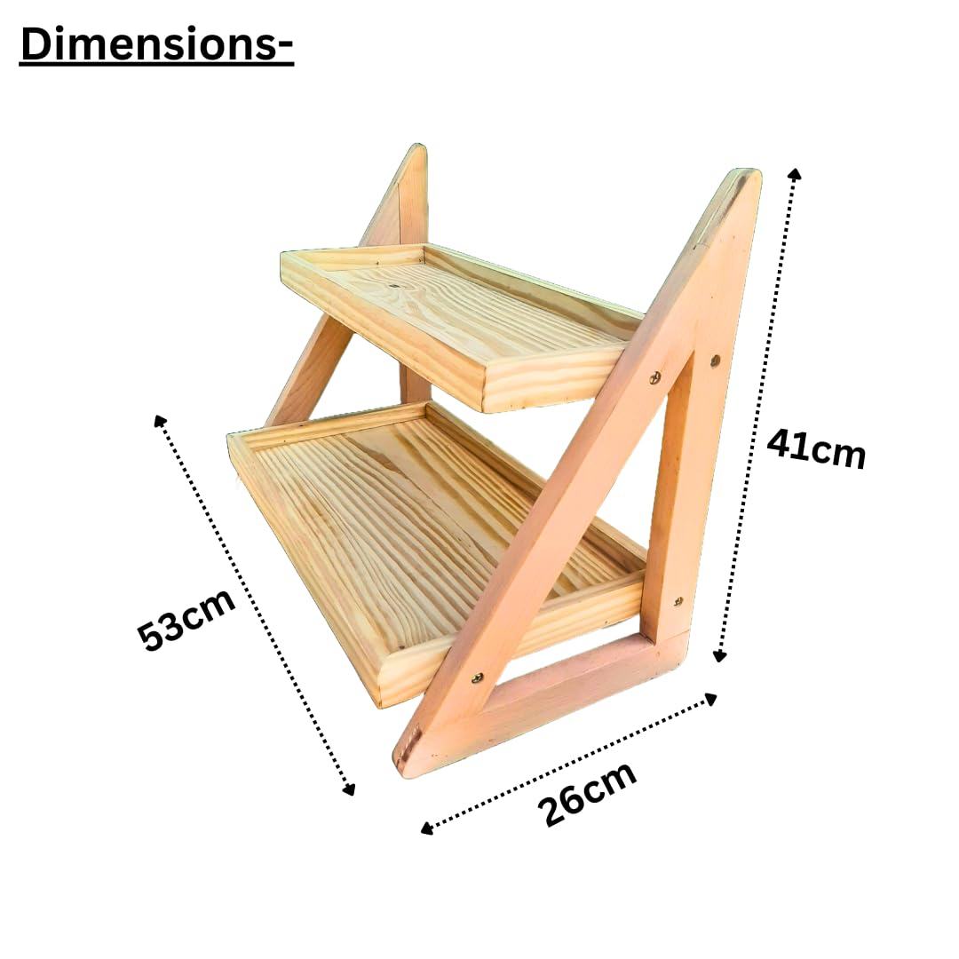 Shy Shy Wooden Storage Rack | Multi-Purpose 2-Tier Organizer for Kitchen, Books, and Decor | Sturdy, Space-Saving, Modern Shelf for Home, Office, and Living Room 2