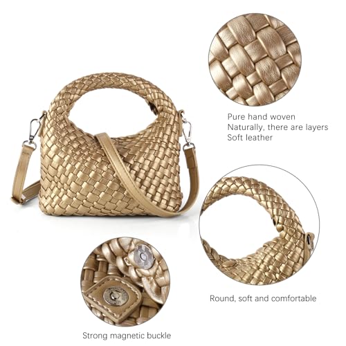 Image of Maydear Woven Purse for Women, Small Top Handle Handbag with Detachable Shoulder Strap, Crossbody Bag