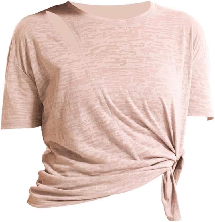 Women Fitness Sports Yoga Tops Loose Gym Short Sleeve Shirt Sportswear Workout Clothes