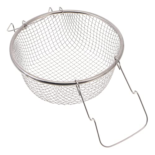 Garneck Panier Friteuse Rond Acier Inoxydable Passoire à Friture Pratique pour Cuisine Outil de Cuisson et Drainage Rapide Manche Acier Ergonomique