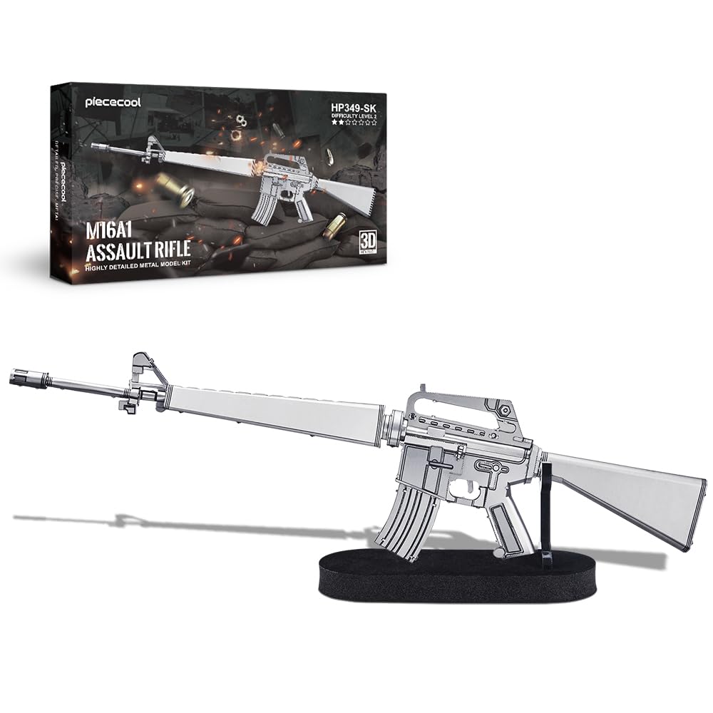 Piececool3D Puzzles for Adults, Metal M16A1 Assault Rifle Model Kit, Best Dad Boyfriend Gifts & Desk Decor