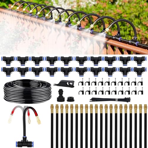 【360°自由調整ノズル】ミストシャワー 屋外用 20m 散水セット 噴霧ノズル ドリップ灌漑システム 自動水やり DIY 庭 園芸 冷却 热中症対策