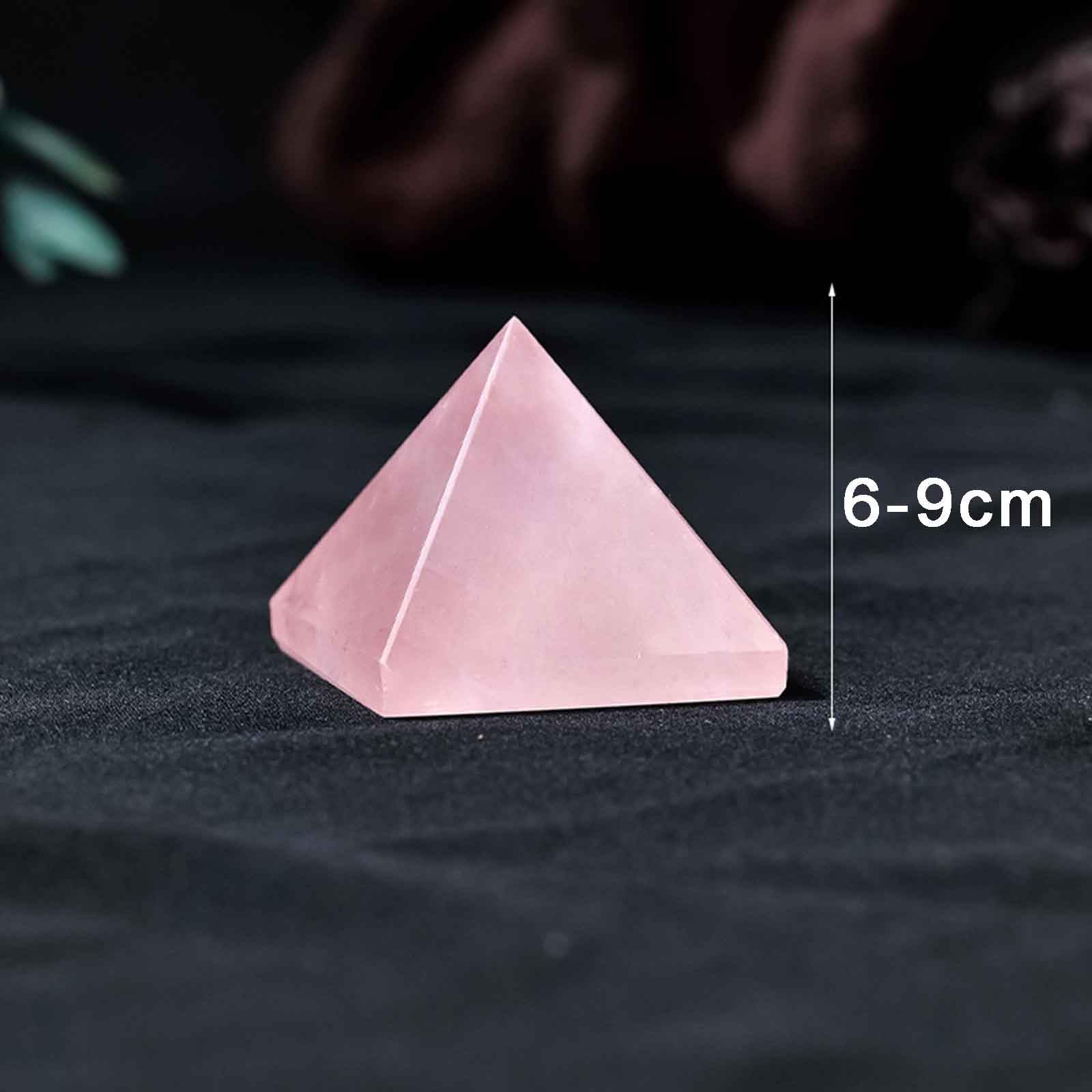 Pirámide de Piedras Preciosas curativas de Cristales de Cuarzo Rosa, Gran Figura piramidal de Piedra Natural para meditación, Reiki, Equilibrio de Chakras,6cm