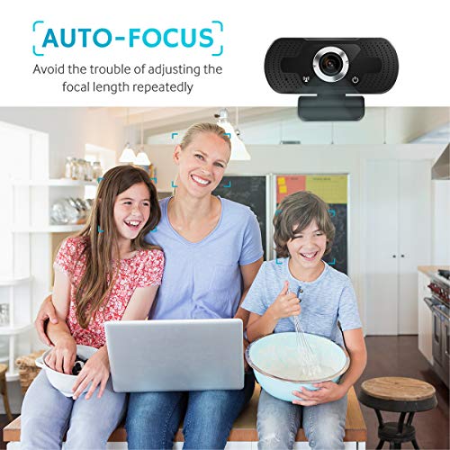 Webcam DEATTI con microfono, webcam Full HD 1080P USB per PC, laptop, Mac, Plug and Play, messa a fuoco automatica e grandangolo per YouTube, videochiamate, apprendimento, videogiochi