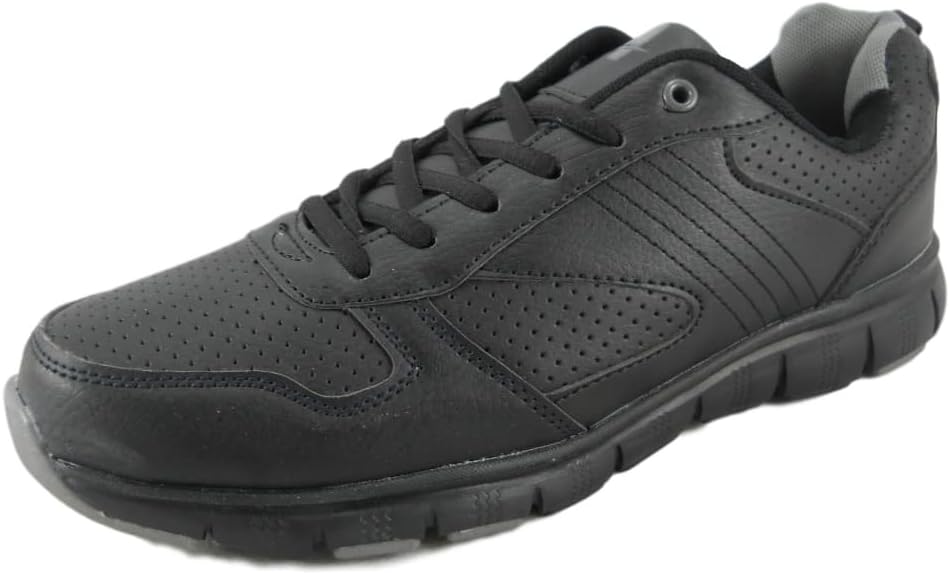 Ascot Mens Black Velcro or Lace-up Trainers Gym Fitness Lightweight Sports Shoes 6-11 UK