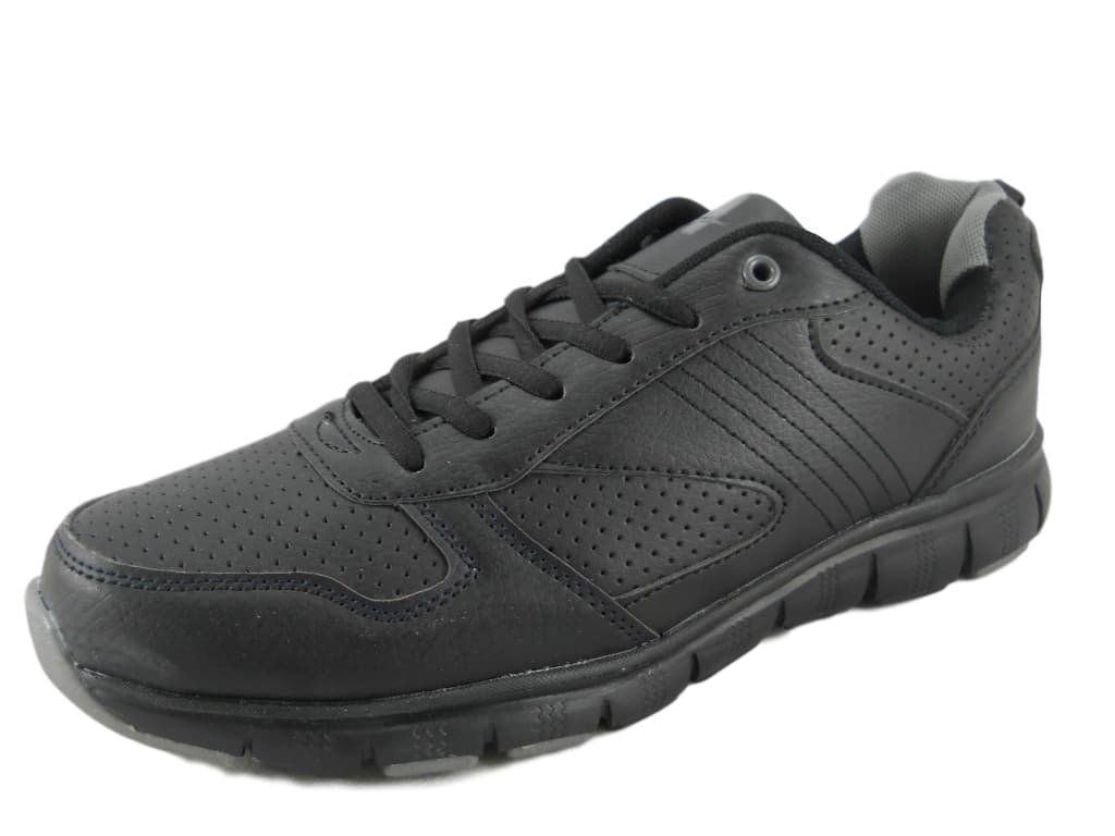 Ascot Mens Black Velcro or Lace-up Trainers Gym Fitness Lightweight Sports Shoes 6-11 UK