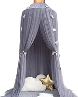 Vista 10 de ESUPPORT Toldo de cama de princesa con diseño de cúpula redonda de encaje, mosquitera, tienda de campaña, decoración de la casa, cortinas de malla