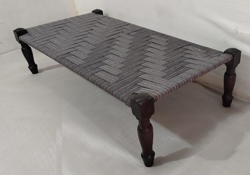 Solid Wood Rajasthani Handmade Charpai Bed for Home Teak Finish Wooden & Rope Cot Bed (170 X 80 CM)
