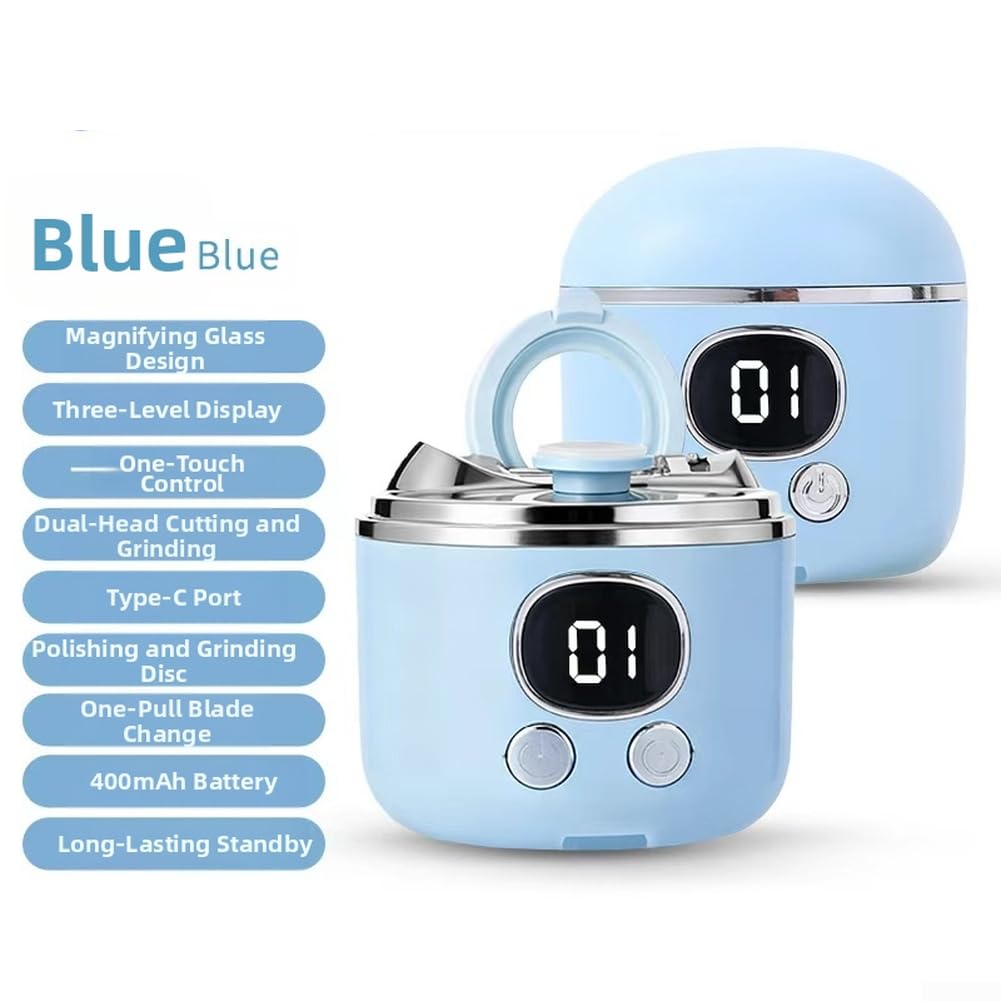 Cortaúñas eléctrico recargable 2 en 1 con lupa, doble cabezal automático portátil para el hogar bebés niños seguridad