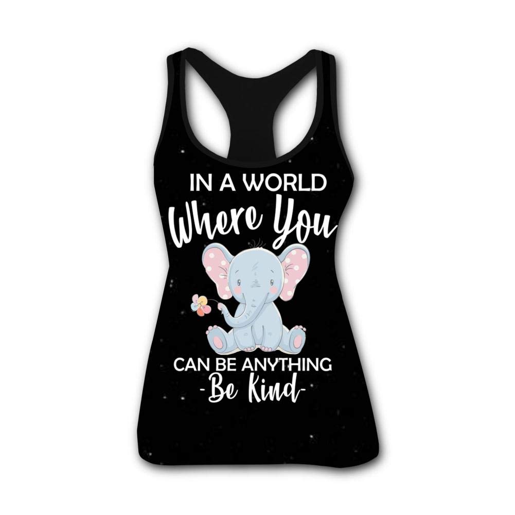 Women's Summer Cute Puzzle Elephant Autism Awareness Day 3D Printed Sleeveless Racerback Tank Tops Vest Shirts