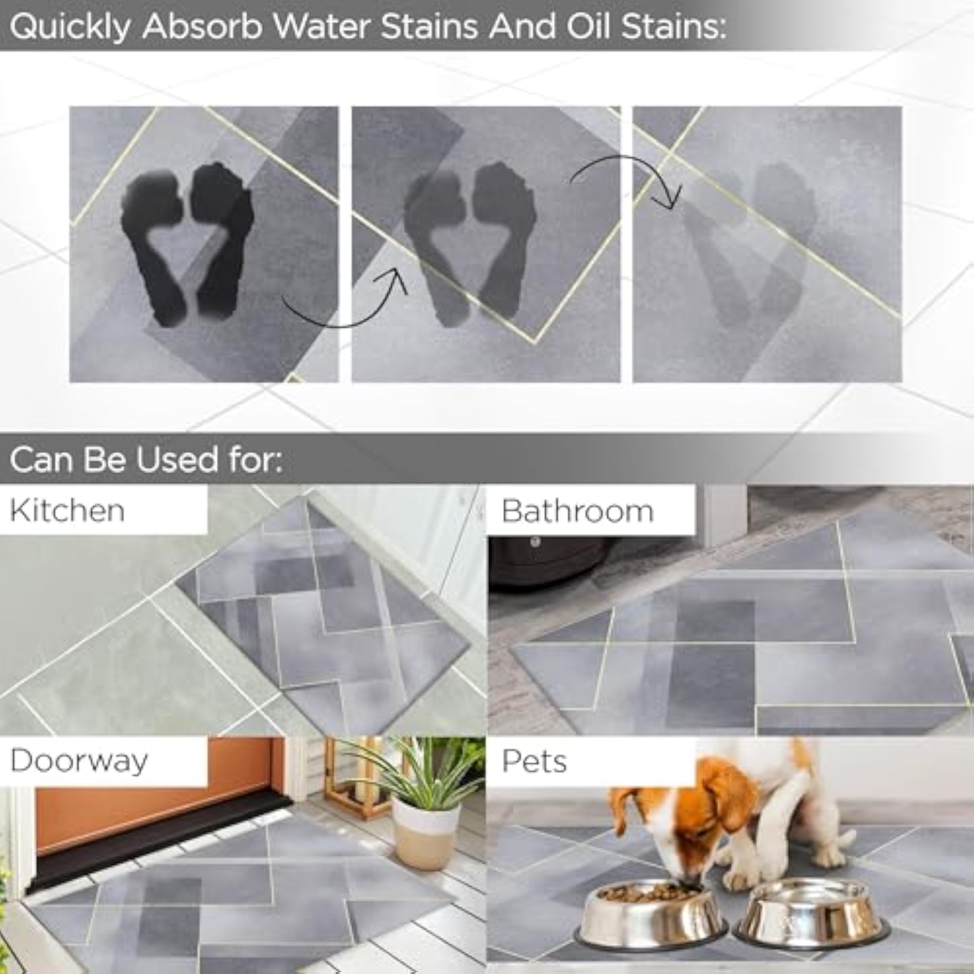 Polyester Rubber Bathroom Mat, Anti-Skid